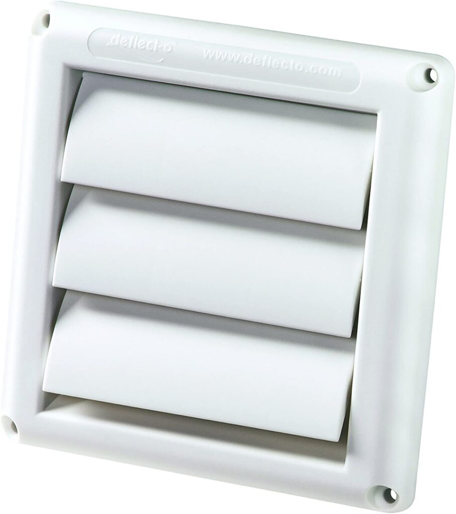 Deflecto louvered plastic dryer vent cover made of white plastic