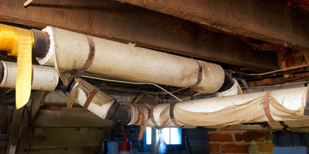 asbestos insulation on pipes