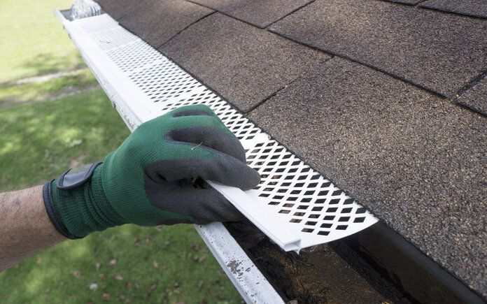 gutter guards on a gutter.