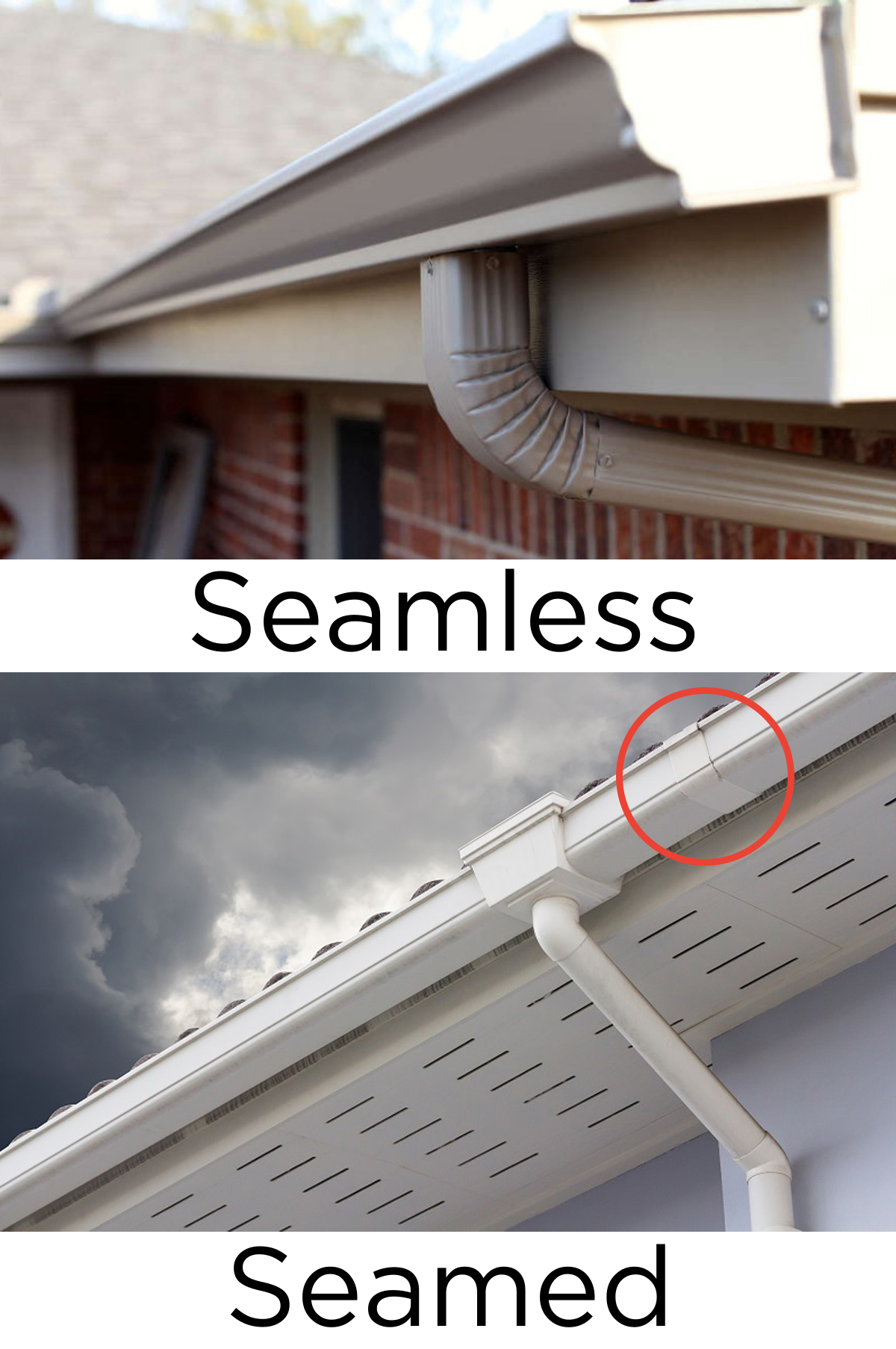 seamless gutter vs seamed gutter.