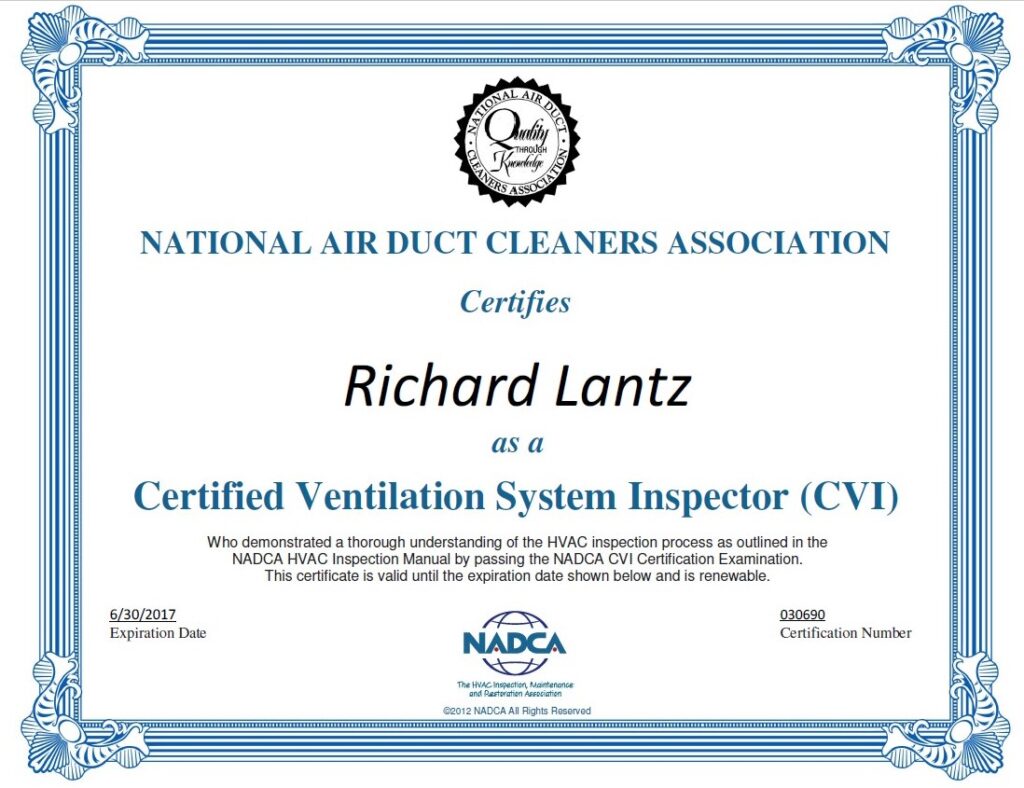 air duct cleaning certifcation