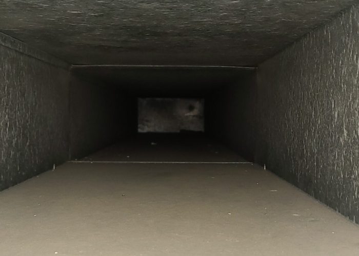 After picture of return air duct that has been cleaned of dust.